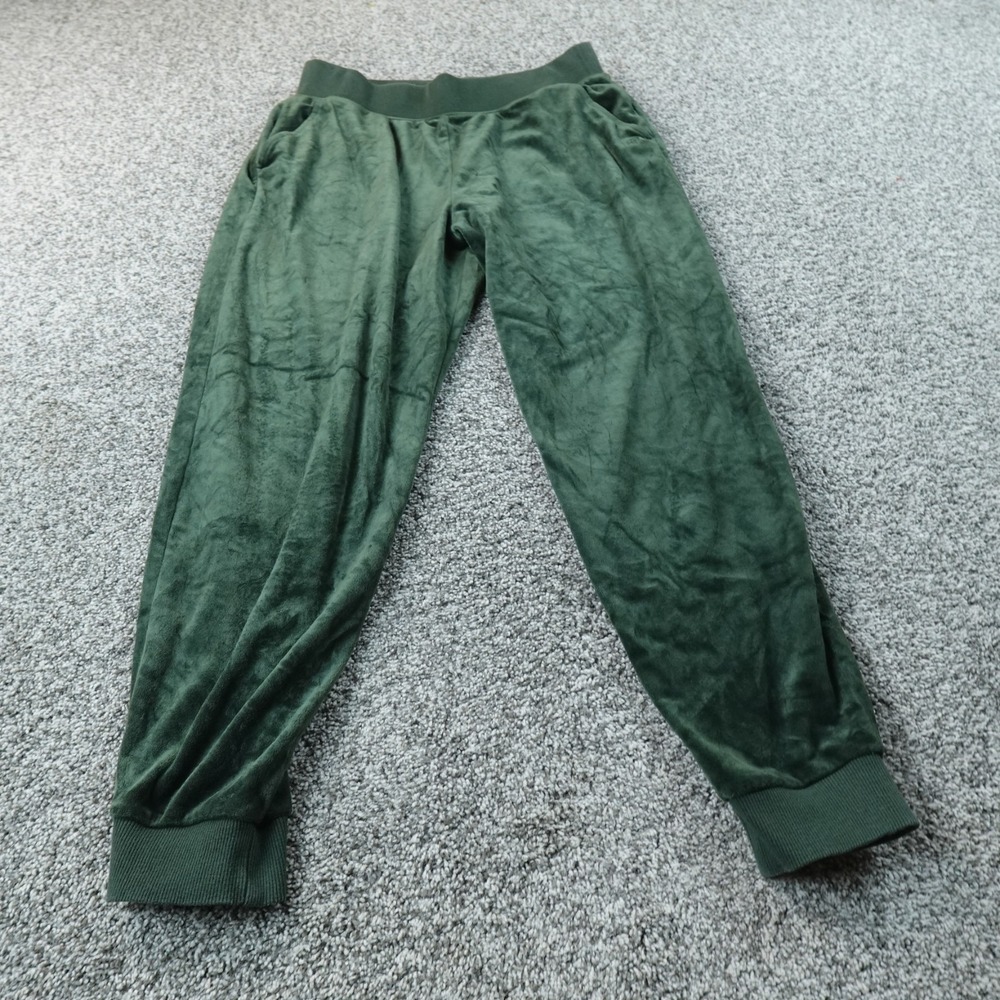 Banana Republic Sweatpants‎ Womens L Green Velour Velvet Jogger Pants Soft Cozy